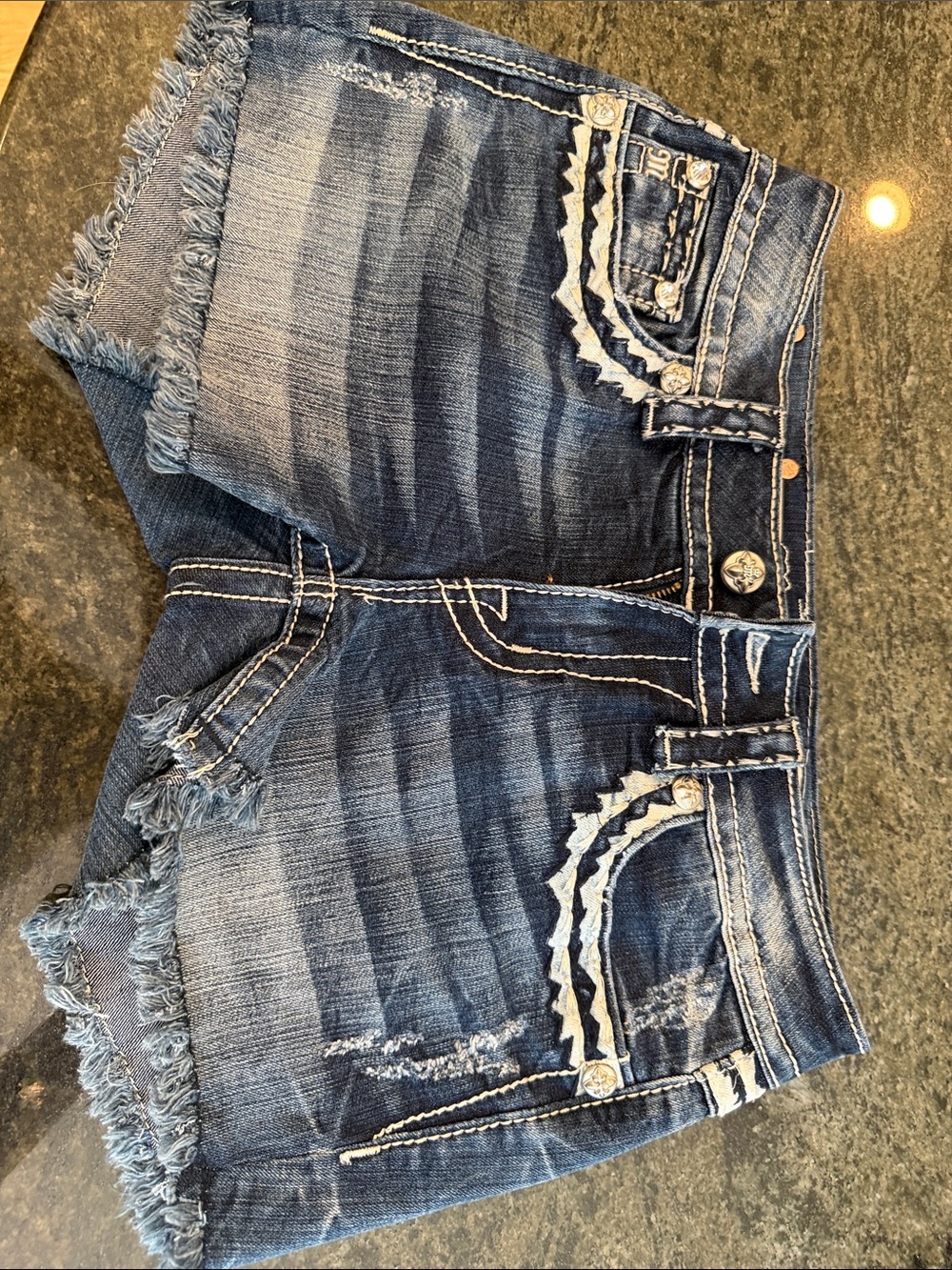 Miss Me Dark Blue Distressed Denim Cutoff Shorts